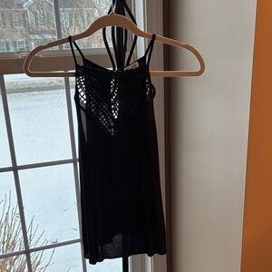 Black Crochet Detail Rayon Tank Top